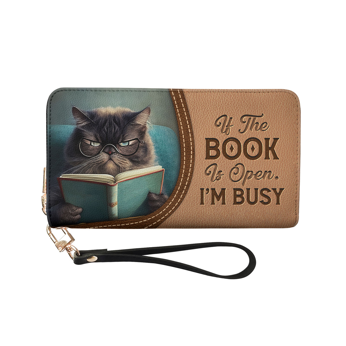 If The Book Is Open Im Busy NNRZ01080843FI Zip Around Leather Wallet