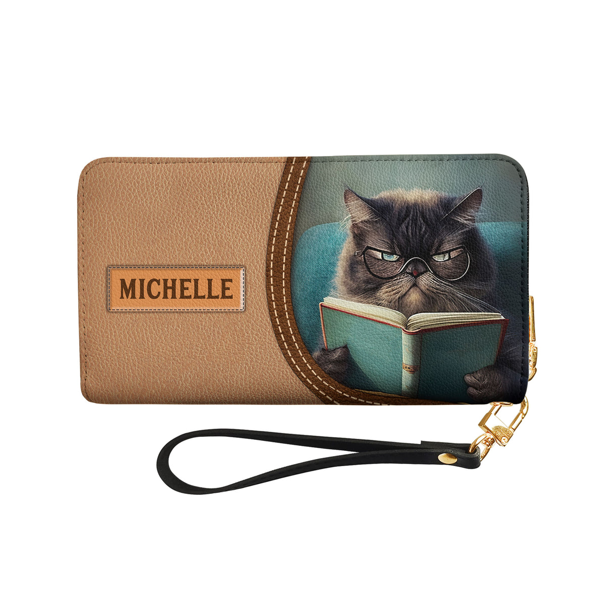 If The Book Is Open Im Busy NNRZ01080843FI Zip Around Leather Wallet