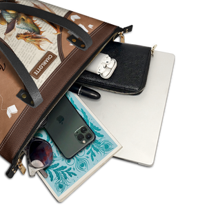 In A World Full Of Bookworms Be A Book Wyrm NNRZ12015135HN Leather Tote Bag