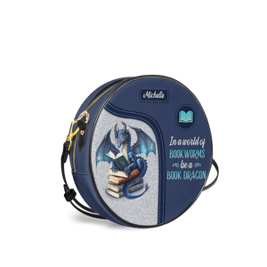 In A World Of Bookworms Be A Book Dragon HHRZ12089004BQ Circle Crossbody Bag
