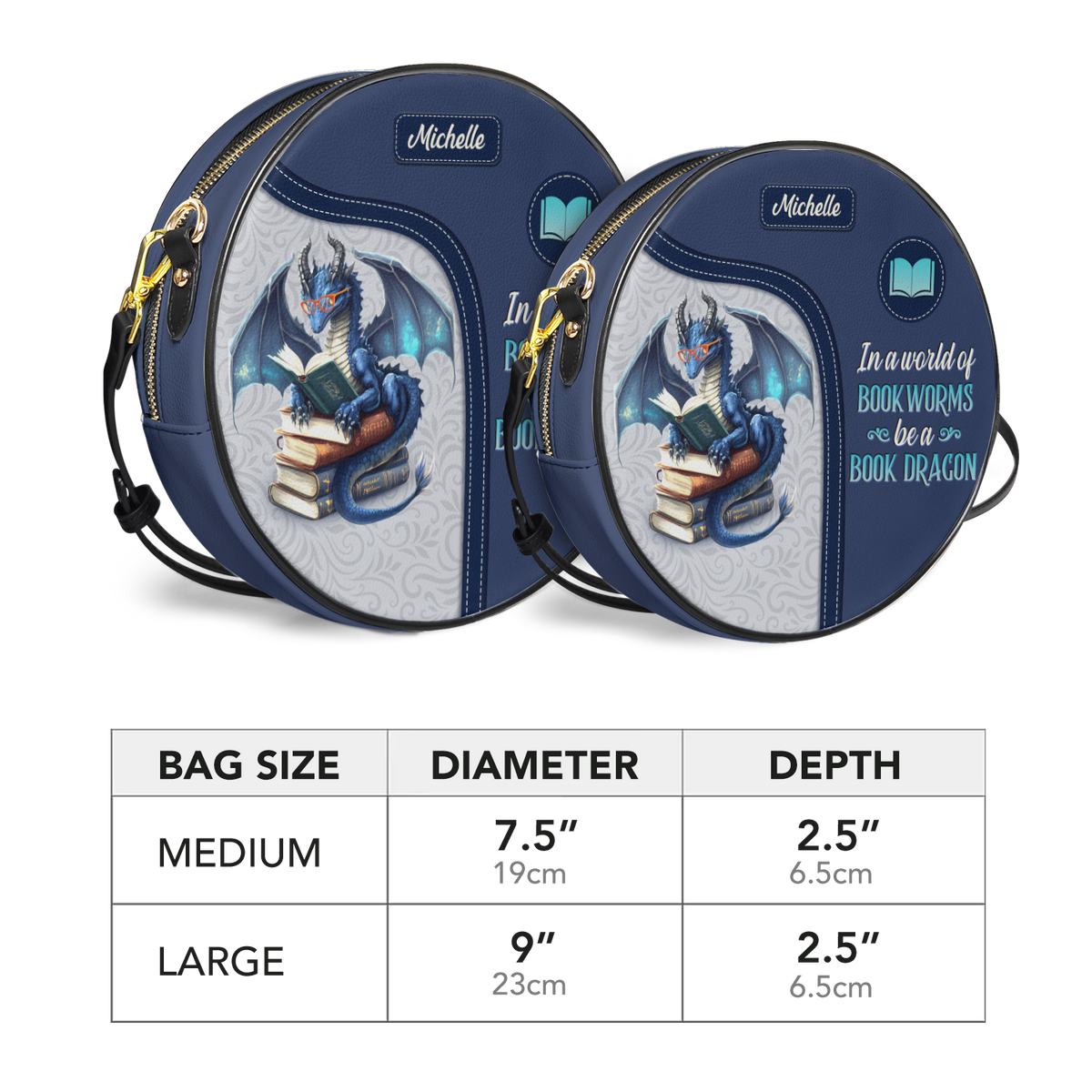 In A World Of Bookworms Be A Book Dragon HHRZ12089004BQ Circle Crossbody Bag