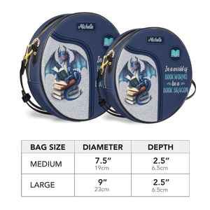 In A World Of Bookworms Be A Book Dragon HHRZ12089004BQ Circle Crossbody Bag