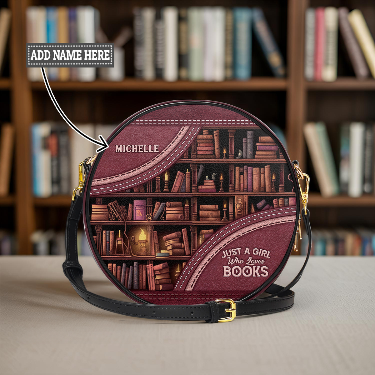 Just A Girl Who Loves Books HHRZ12083902TB Circle Crossbody Bag