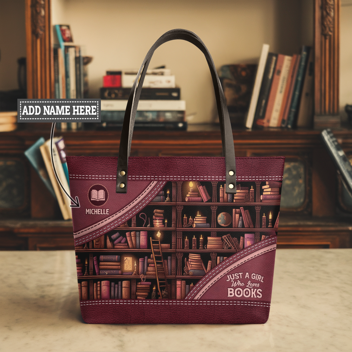 Just A Girl Who Loves Books TTRZ28101774OO Leather Tote Bag
