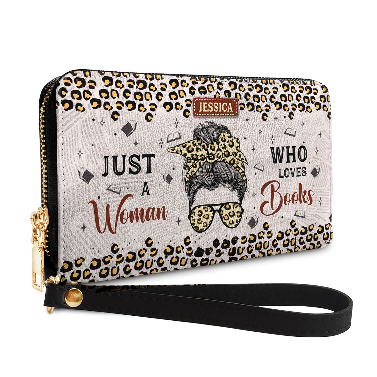 Just A Woman Who Loves Books NNRZ02083302QC Zip Around Leather Wallet