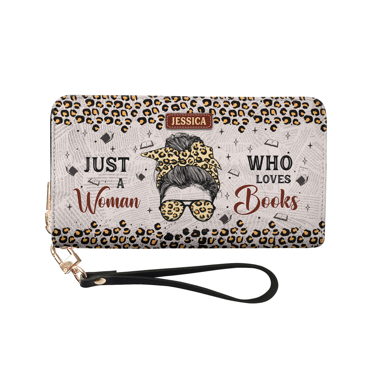 Just A Woman Who Loves Books NNRZ02083302QC Zip Around Leather Wallet