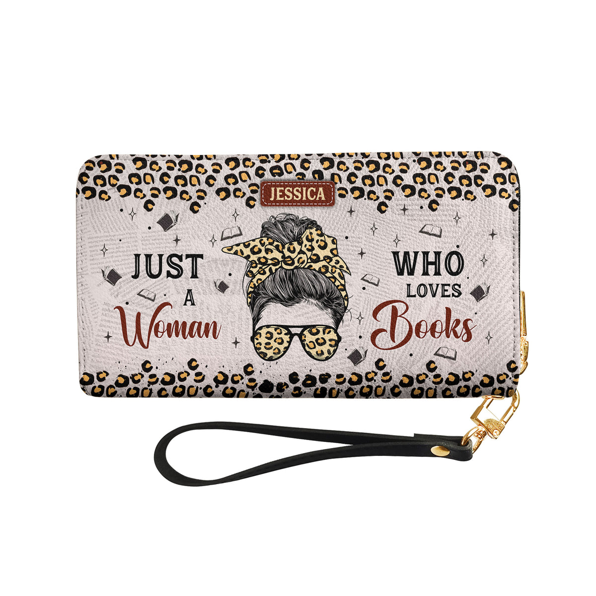 Just A Woman Who Loves Books NNRZ02083302QC Zip Around Leather Wallet