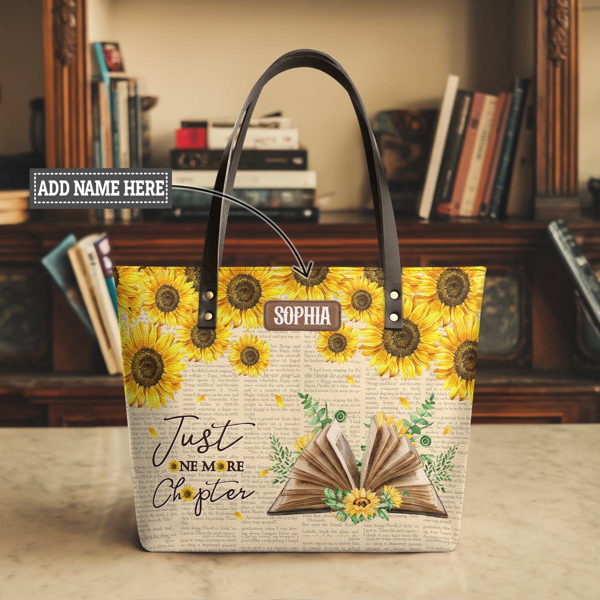 Just One More Chapter TTRZ28101449YL Leather Tote Bag