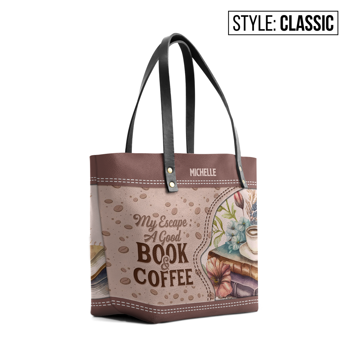 My Escape A Good Book And Coffee TTRZ28102058OM Leather Tote Bag