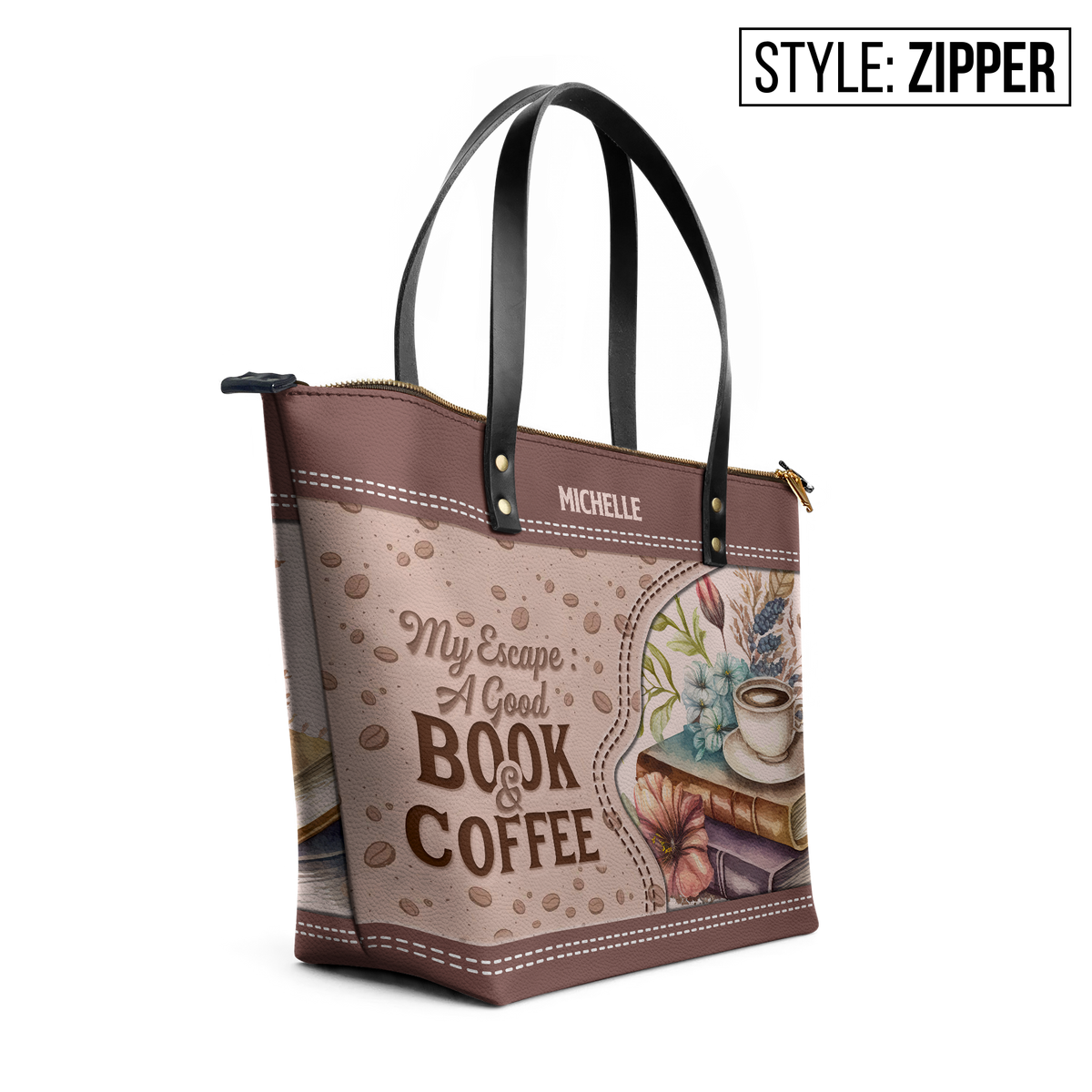 My Escape A Good Book And Coffee TTRZ28102058OM Leather Tote Bag
