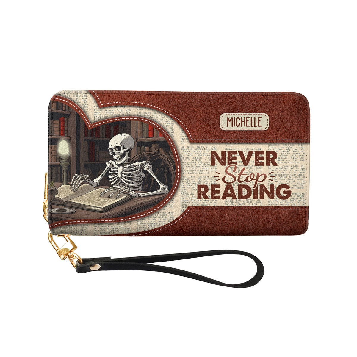 Never Stop Reading NNRZ05083141XQ Zip Around Leather Wallet