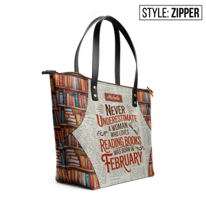 Never Underestimate A Woman Who Loves Reading Was Born In HHRZ30104832CX Leather Tote Bag