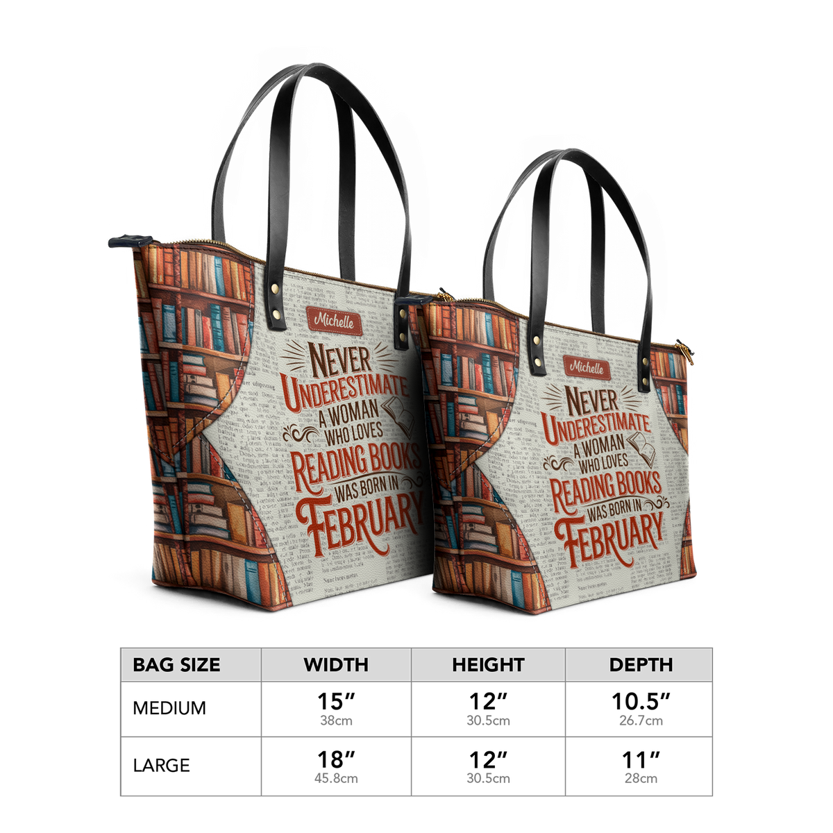 Never Underestimate A Woman Who Loves Reading Was Born In HHRZ30104832CX Leather Tote Bag