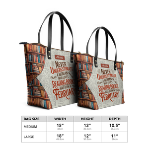 Never Underestimate A Woman Who Loves Reading Was Born In HHRZ30104832CX Leather Tote Bag