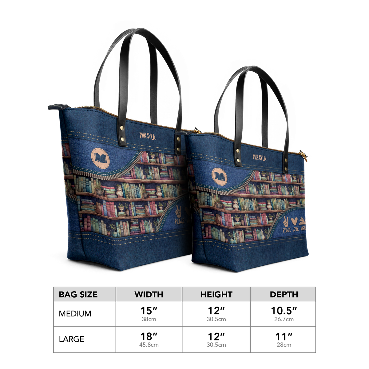 Peace Love Library TTRZ28109989CS Leather Tote Bag