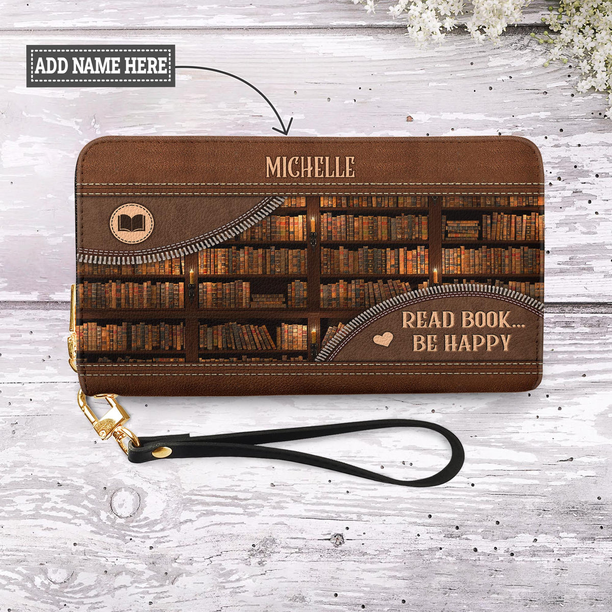 Read Book Be Happy NNRZ05080964SS Zip Around Leather Wallet