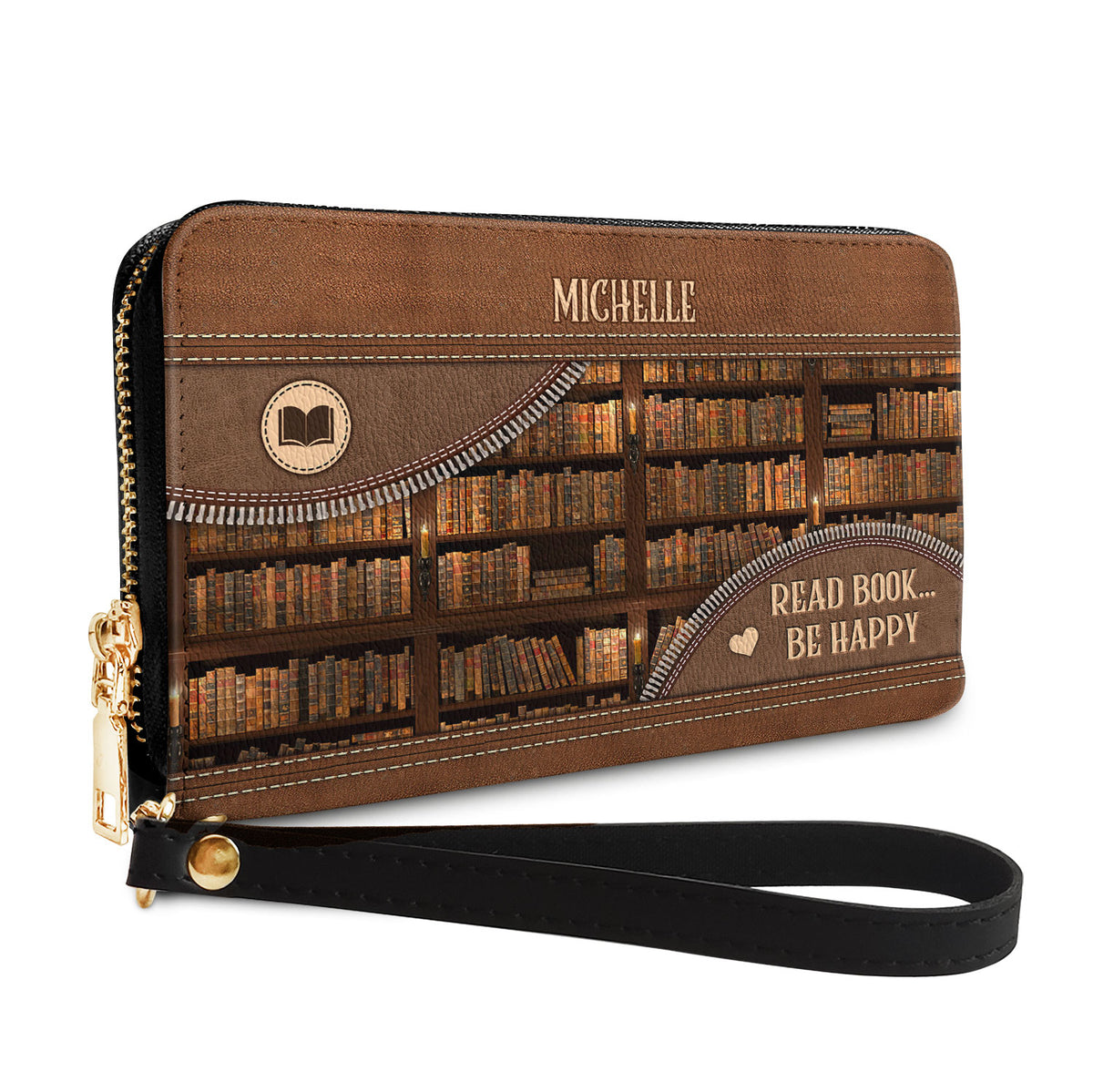 Read Book Be Happy NNRZ05080964SS Zip Around Leather Wallet