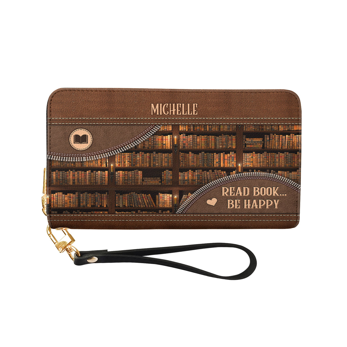 Read Book Be Happy NNRZ05080964SS Zip Around Leather Wallet