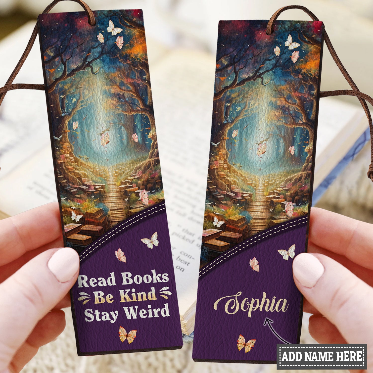 Read Books Be Kind Stay Weird HHRZ02047107NC Leather Bookmark