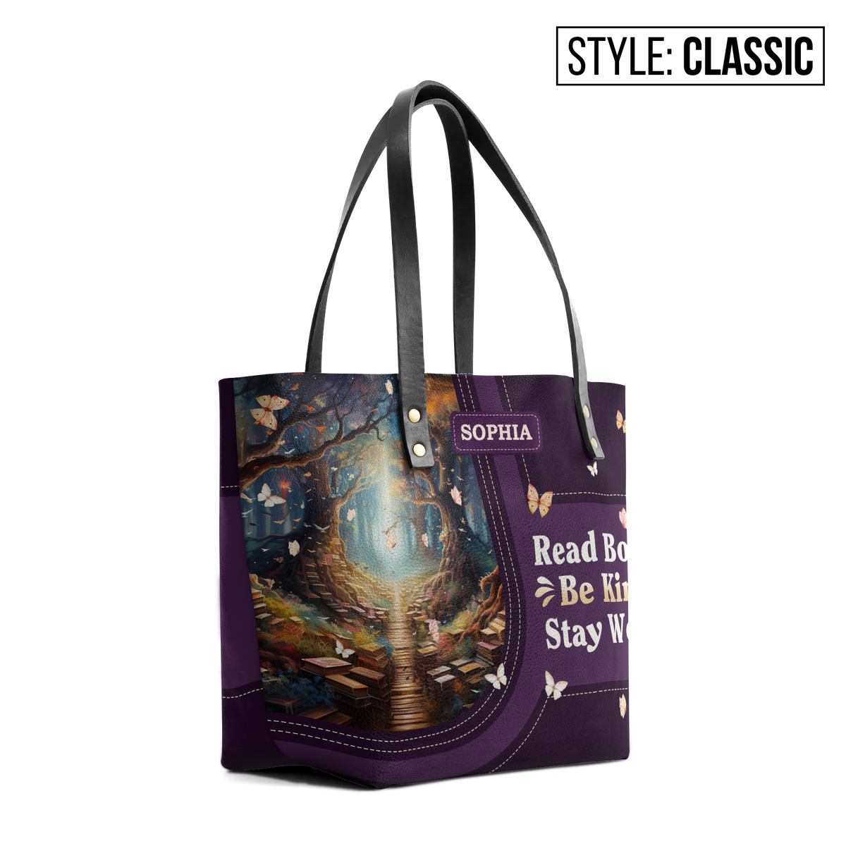 Read Books Be Kind Stay Weird TTRZ28107448GA Leather Tote Bag