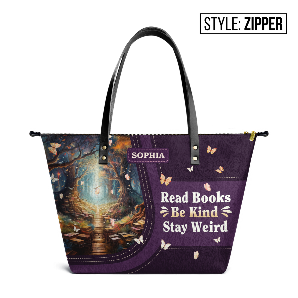 Read Books Be Kind Stay Weird TTRZ28107448GA Leather Tote Bag