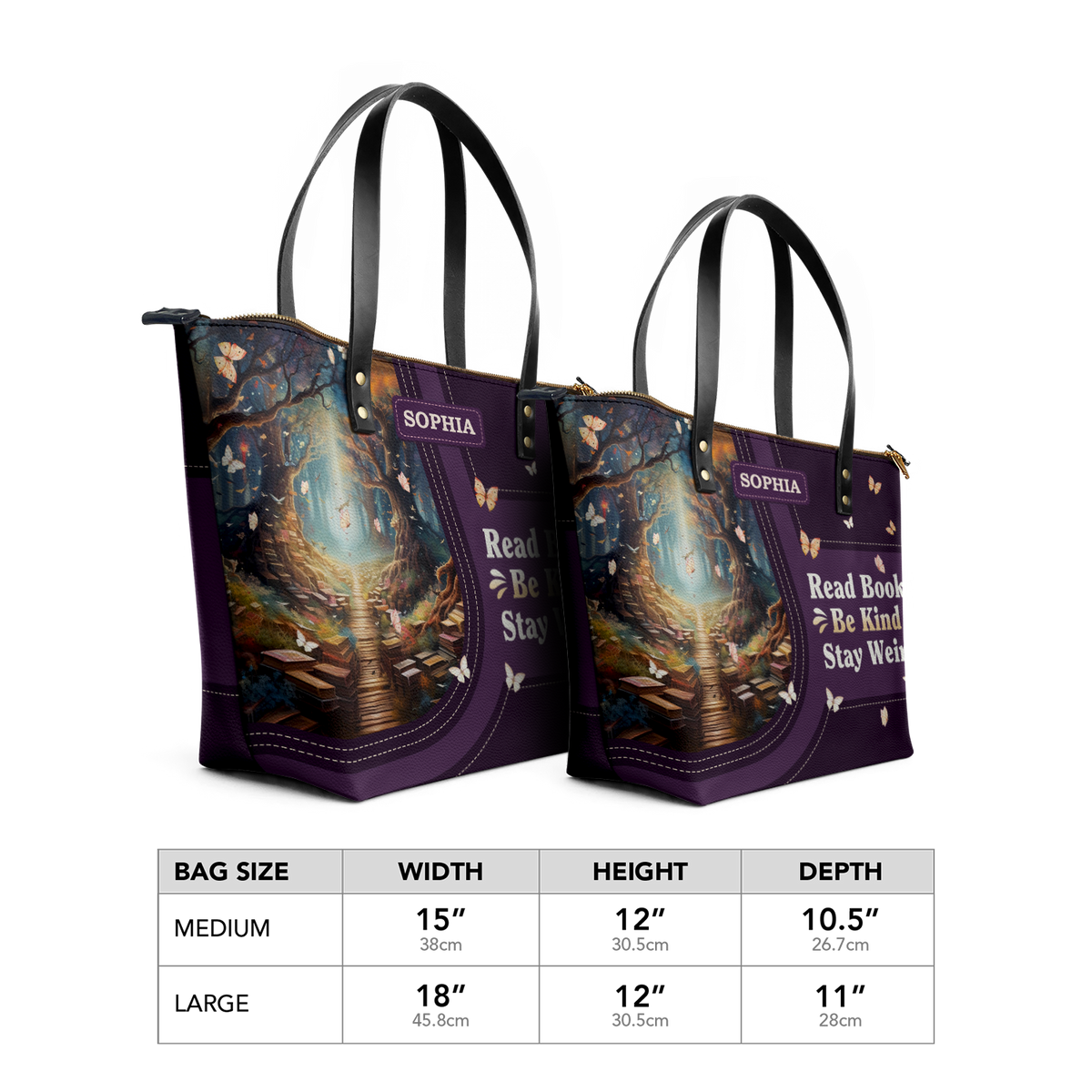 Read Books Be Kind Stay Weird TTRZ28107448GA Leather Tote Bag