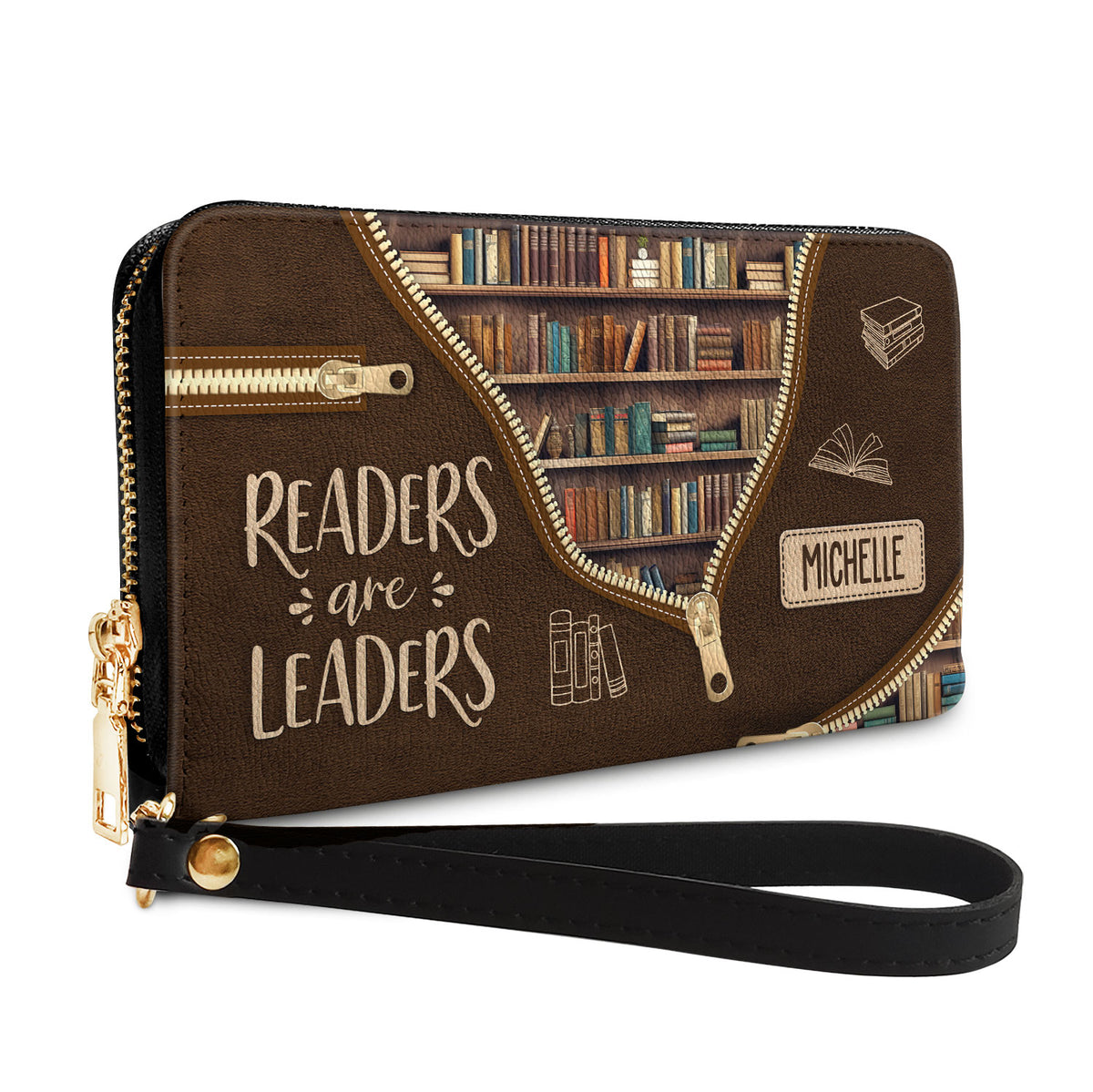 Readers Are Leaders NNRZ05082105SG Zip Around Leather Wallet