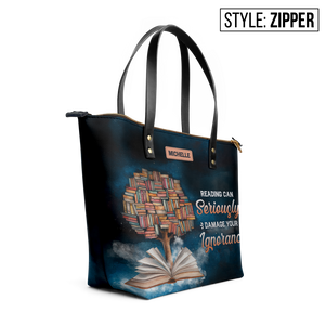 Reading Can Seriously Damage Your Ignorance TTRZ28104006LB Leather Tote Bag