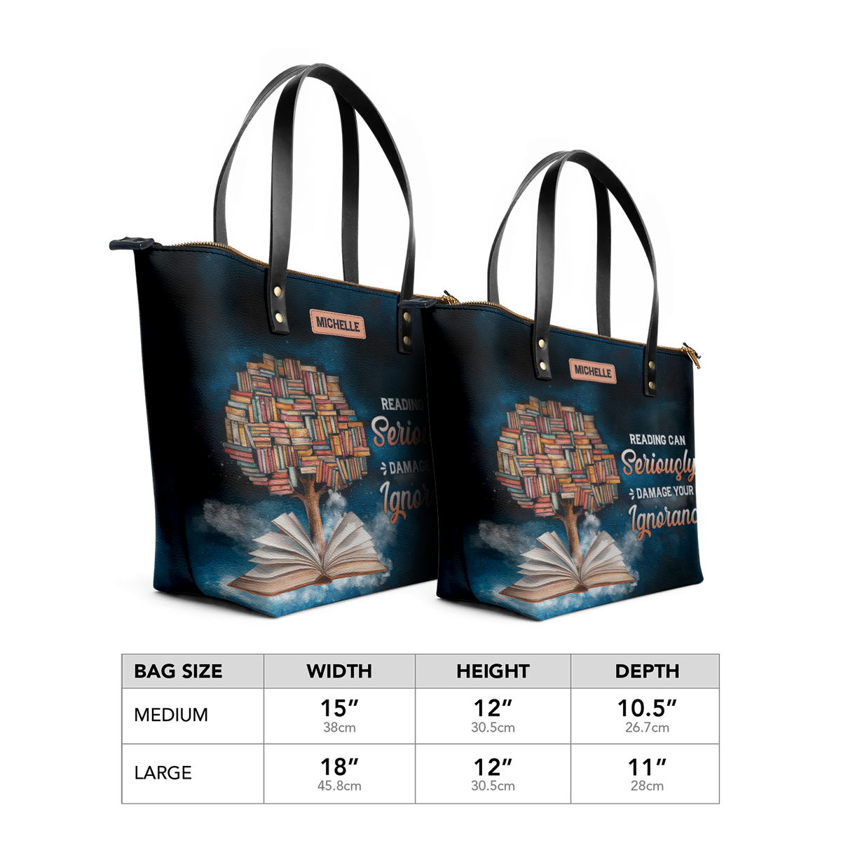 Reading Can Seriously Damage Your Ignorance TTRZ28104006LB Leather Tote Bag