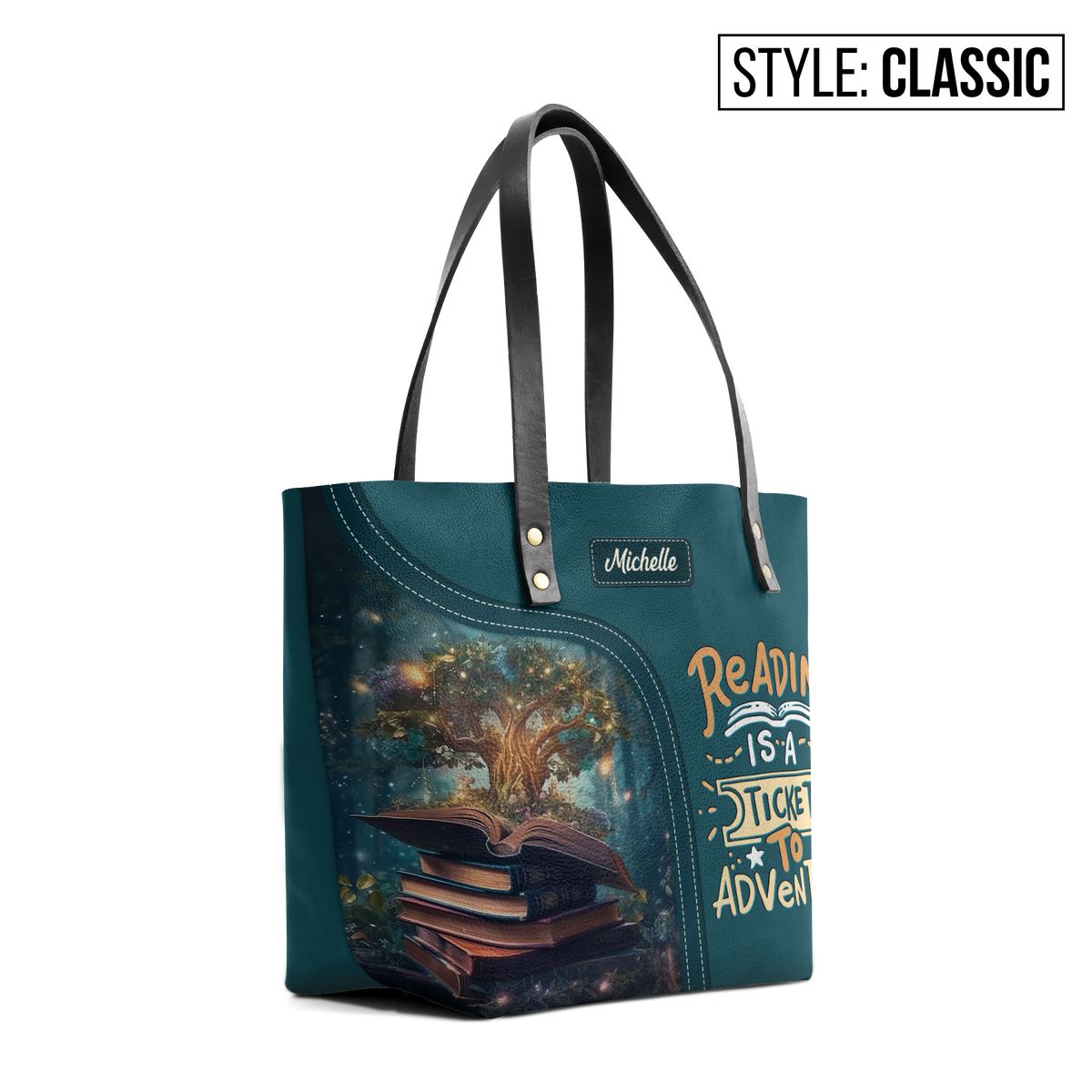 Reading Is A Ticket To Adventure TTRZ28104778EL Leather Tote Bag