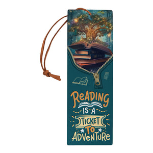 Reading Is A Ticket To Adventure HHRZ02049847UI Leather Bookmark