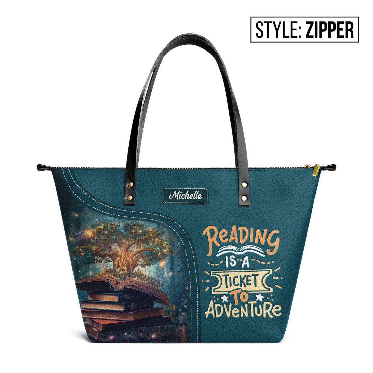 Reading Is A Ticket To Adventure TTRZ28104778EL Leather Tote Bag