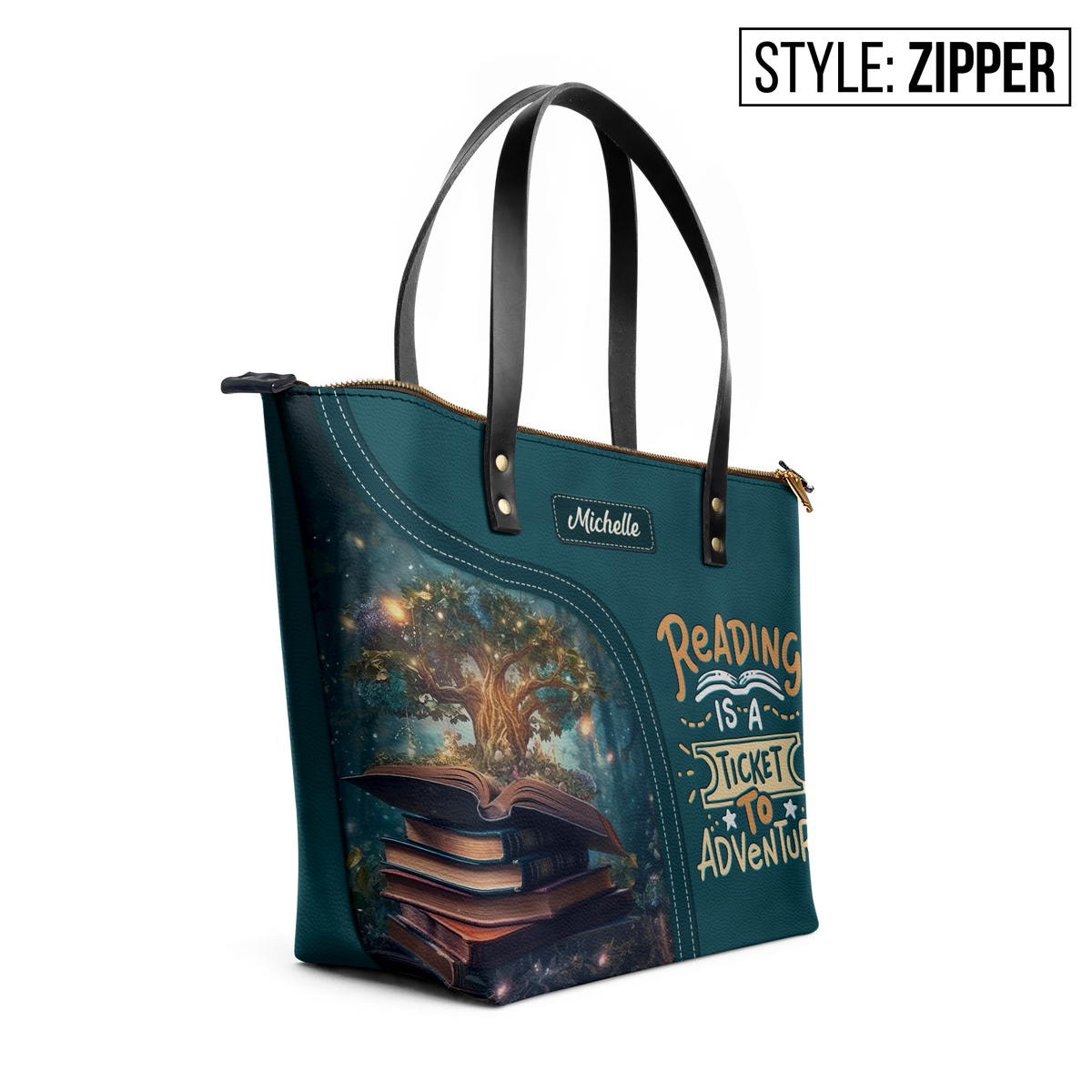 Reading Is A Ticket To Adventure TTRZ28104778EL Leather Tote Bag