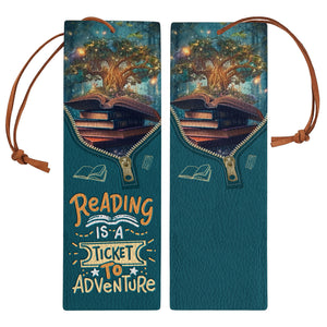 Reading Is A Ticket To Adventure HHRZ02049847UI Leather Bookmark