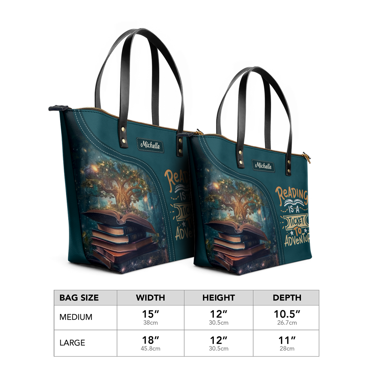 Reading Is A Ticket To Adventure TTRZ28104778EL Leather Tote Bag