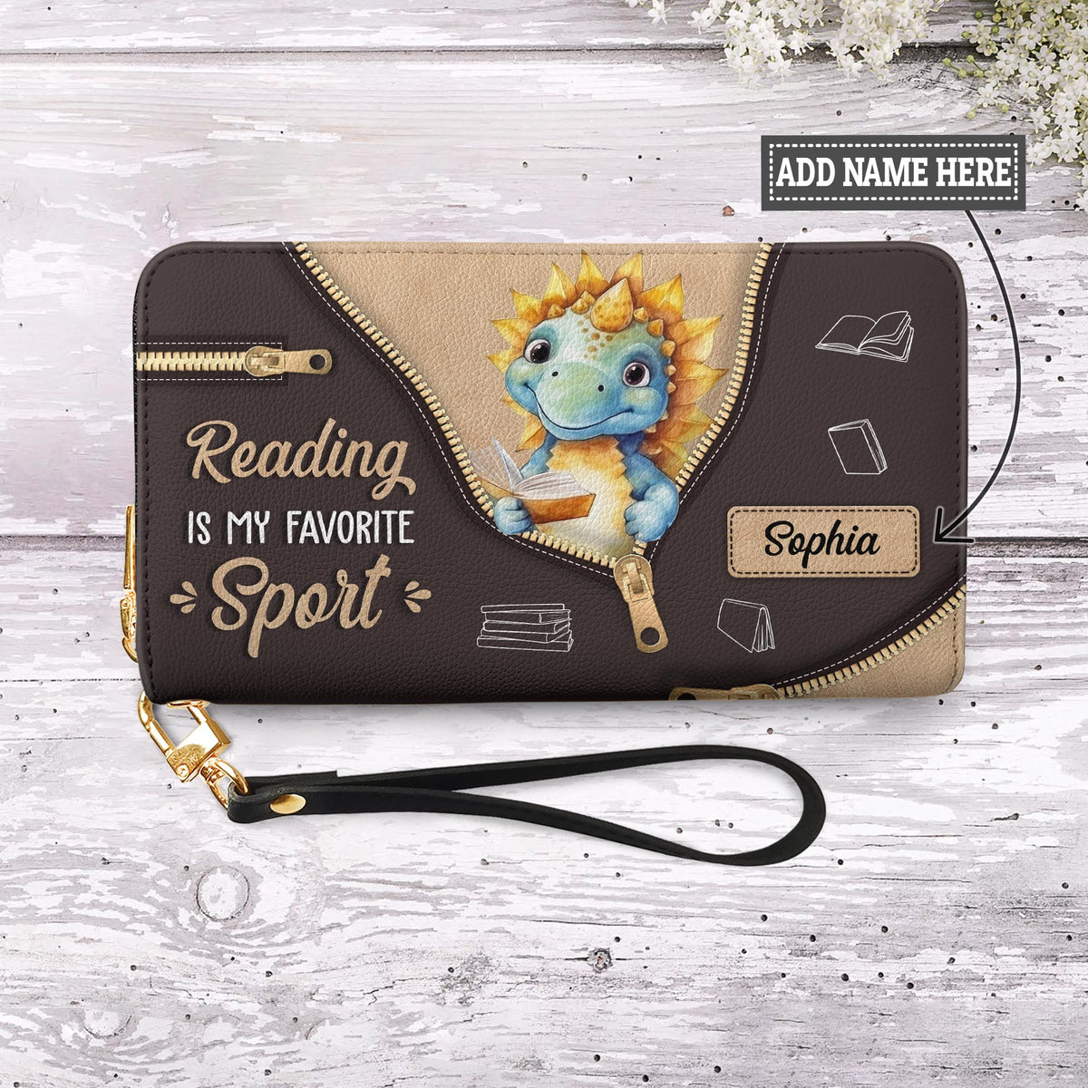 Reading Is My Favorite Sport NNRZ05084462XW Zip Around Leather Wallet