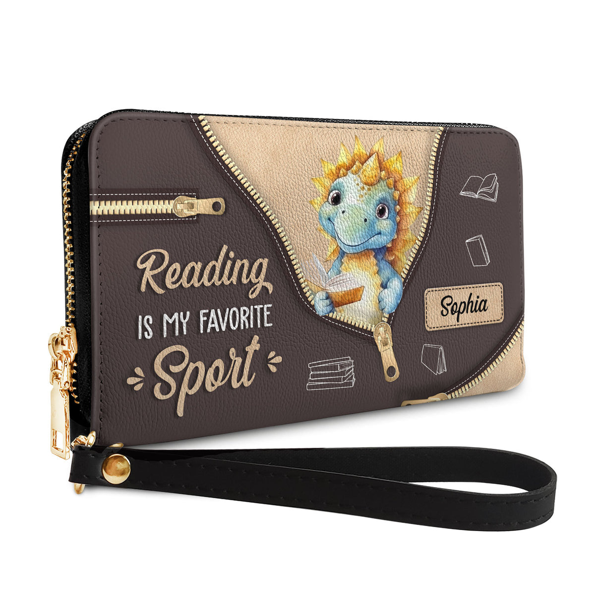 Reading Is My Favorite Sport NNRZ05084462XW Zip Around Leather Wallet