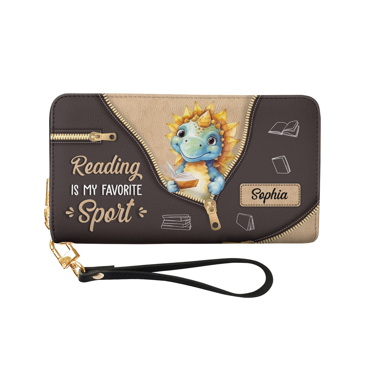 Reading Is My Favorite Sport NNRZ05084462XW Zip Around Leather Wallet