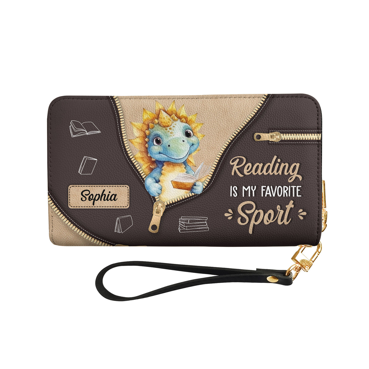 Reading Is My Favorite Sport NNRZ05084462XW Zip Around Leather Wallet