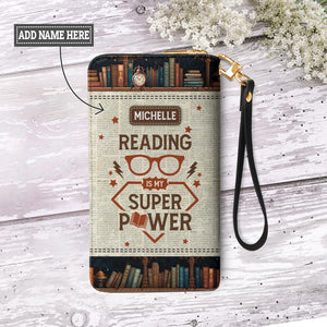 Reading Is My Superpower NNRZ05088421GR Zip Around Leather Wallet