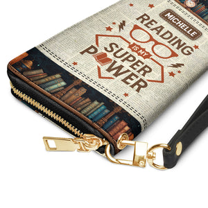 Reading Is My Superpower NNRZ05088421GR Zip Around Leather Wallet