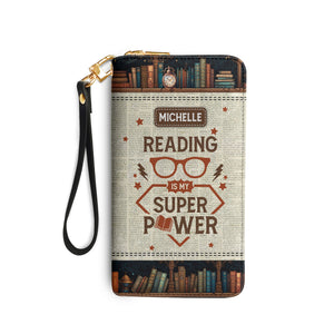 Reading Is My Superpower NNRZ05088421GR Zip Around Leather Wallet