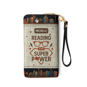 Reading Is My Superpower NNRZ05088421GR Zip Around Leather Wallet