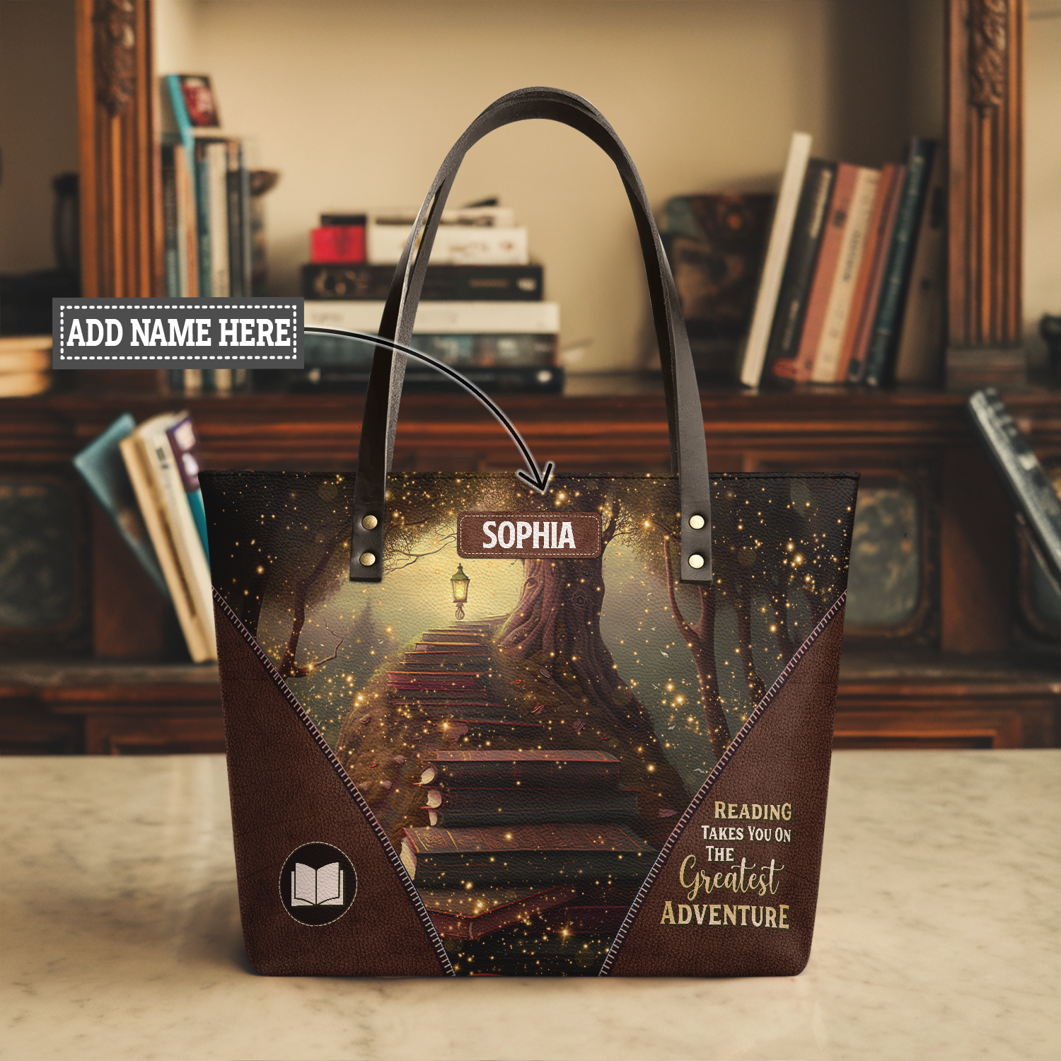Reading Takes You On The Greatest Adventure TTRZ28106179BY Leather Tote Bag