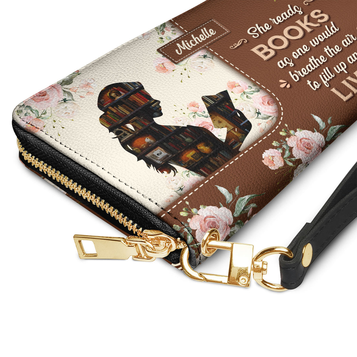 She Reads Books As One Would Breathe The Air To Fill Up And Live NNRZ05086628LR Zip Around Leather Wallet