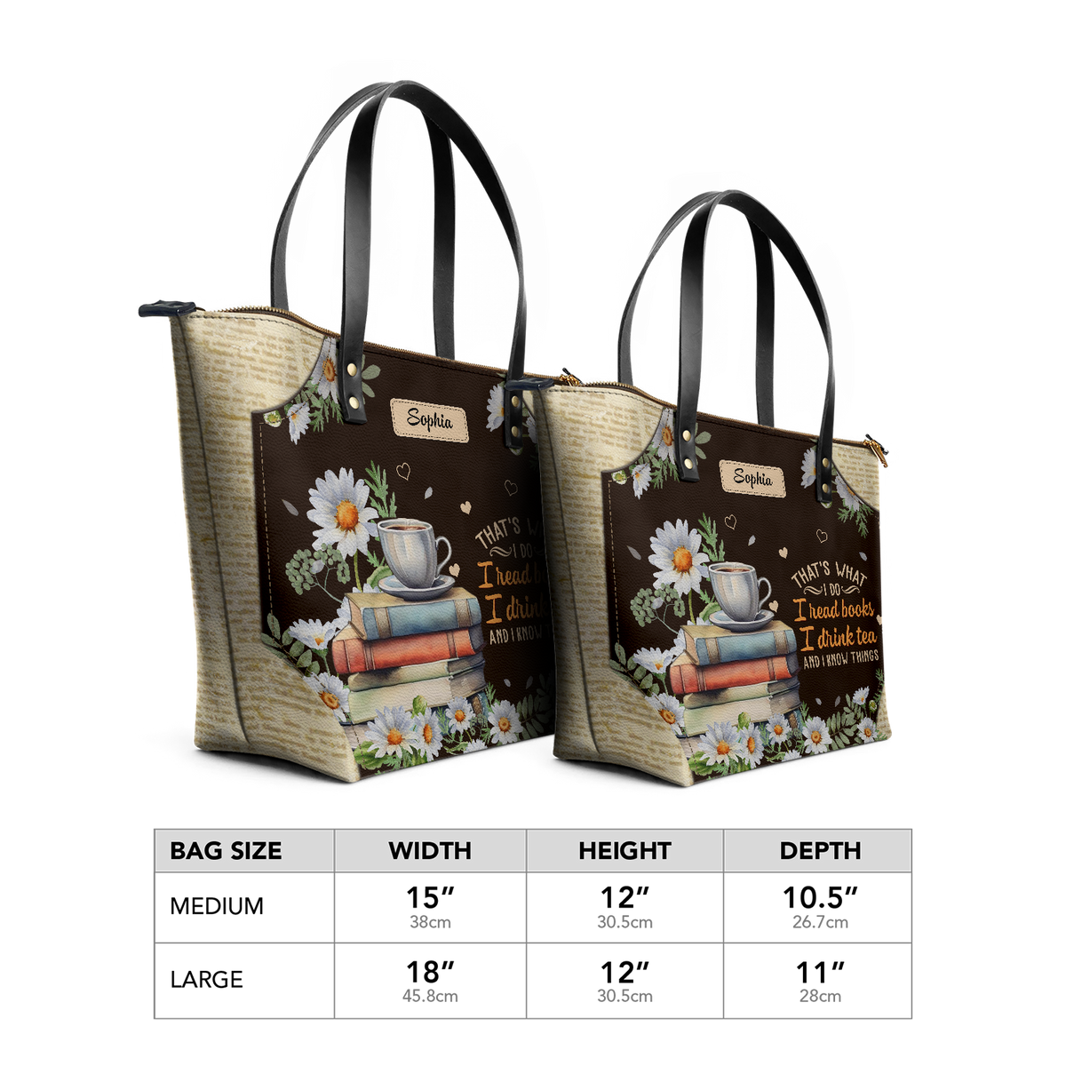 Thats What I Do I Read Books I Drink Tea And I Know Things TTRZ28106539NT Leather Tote Bag