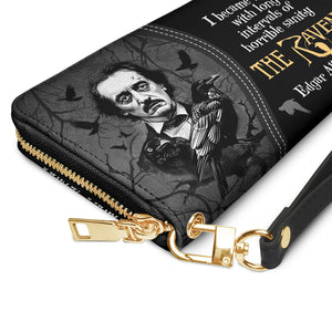 The Raven By Edgar Allan Poe I Became Insane With Long Intervals Of Horrible Sanity HHRZ02042898NC Zip Around Leather Wallet