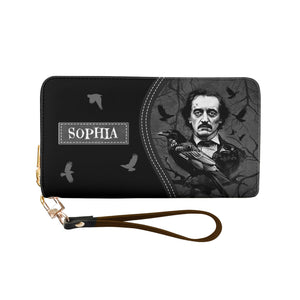 The Raven By Edgar Allan Poe I Became Insane With Long Intervals Of Horrible Sanity HHRZ02042898NC Zip Around Leather Wallet