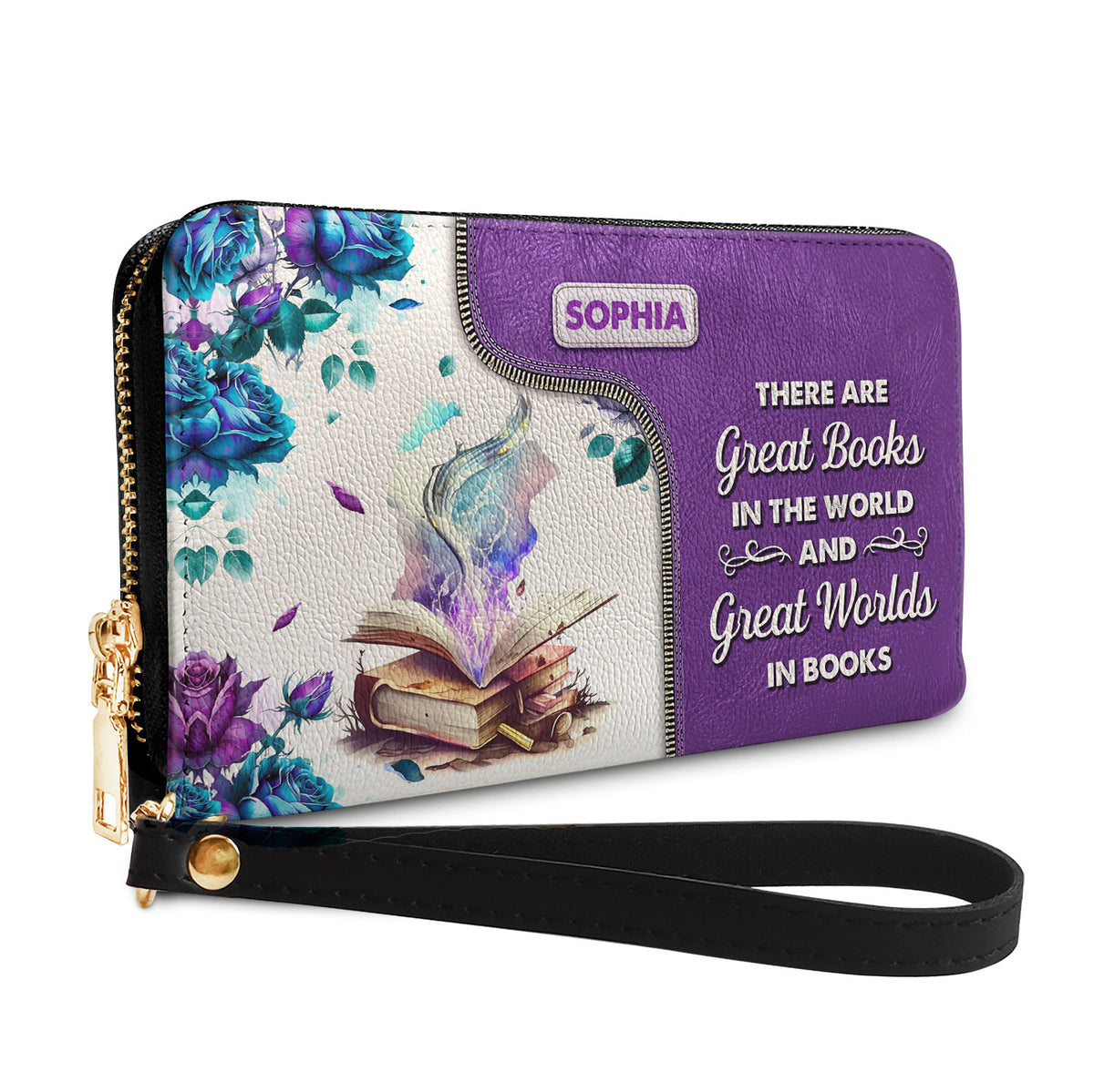 There Are Great Books In The World And Great Worlds In Books NNRZ05084781RD Zip Around Leather Wallet