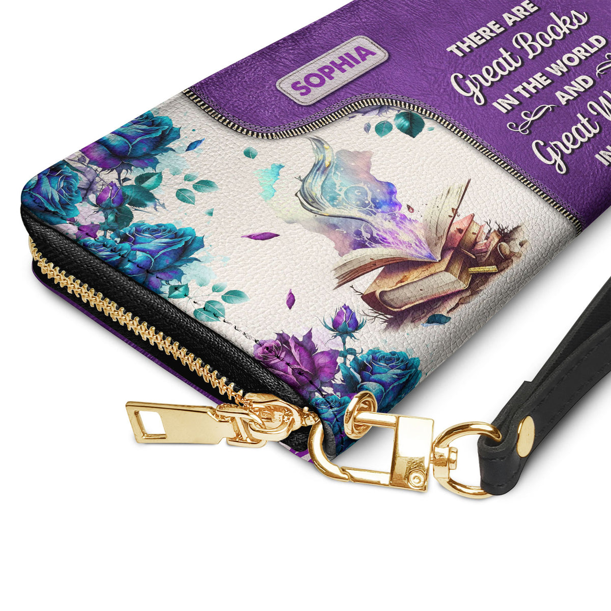 There Are Great Books In The World And Great Worlds In Books NNRZ05084781RD Zip Around Leather Wallet